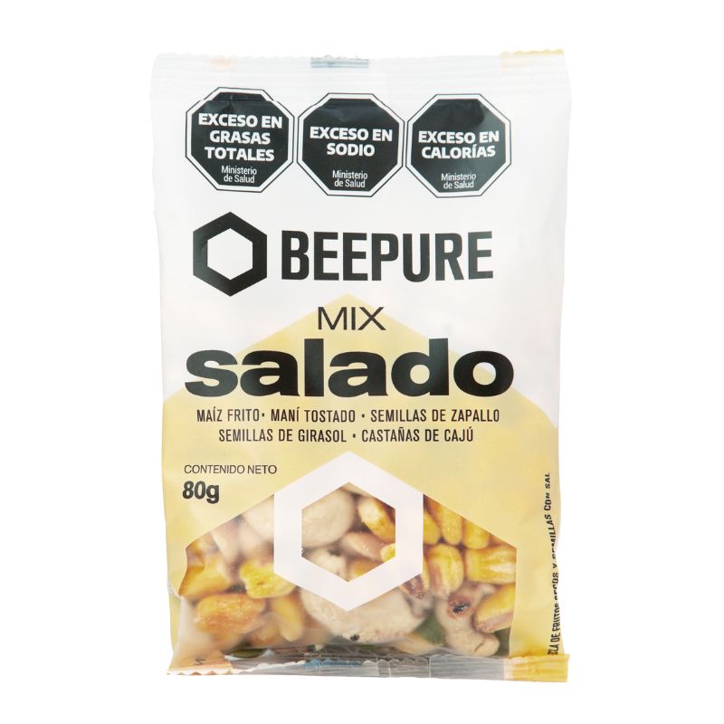 MIX FRUTOS SECOS BEEPURE SALADO 80 Grs
