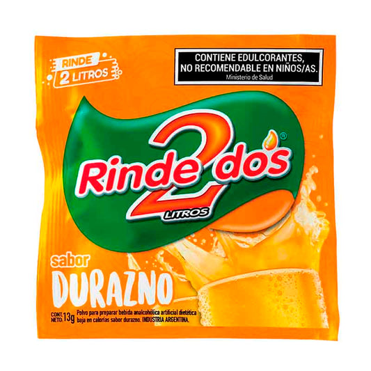JUGO POLVO RINDE DOS DURAZNO 13 Grs