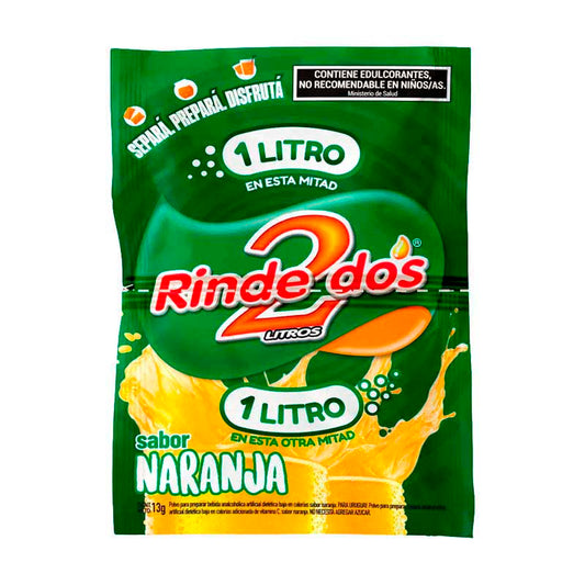 JUGO POLVO 1+1 RINDE DOS NARANJA 13 Grs
