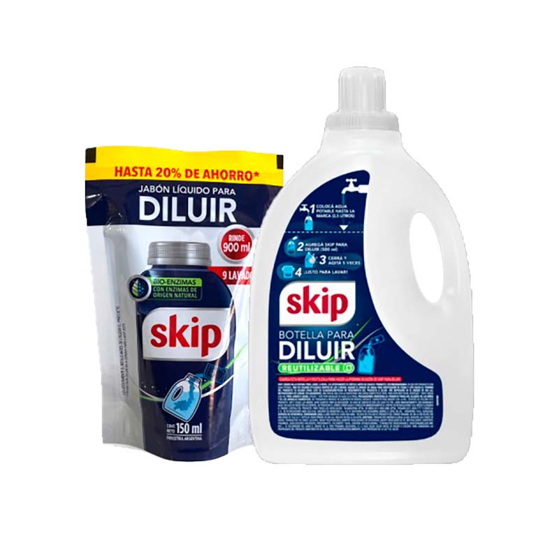 JABON LIQ. SKIP DILUIR COMBO 150 ml.