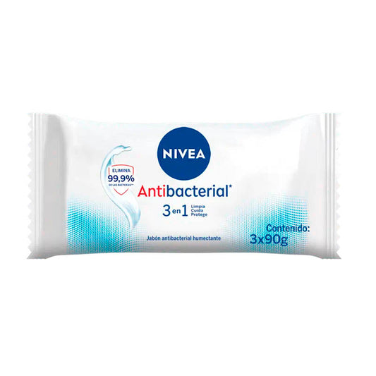 JABON PASTILLA NIVEA A/BACTERIAL 3x90 Grs