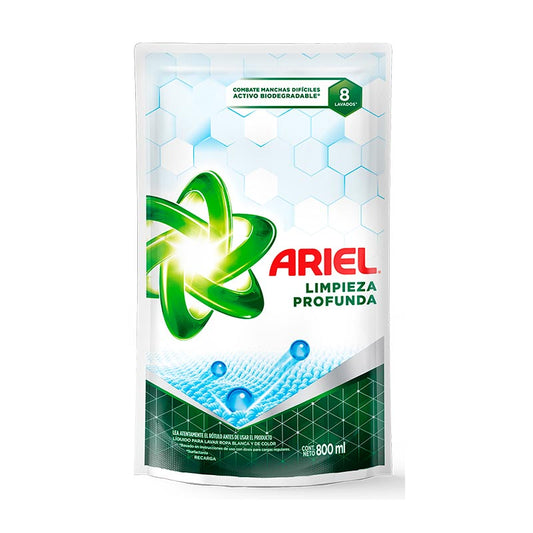 JABON LIQ. ARIEL LIMP PROFUNDA D/P 800 ml.