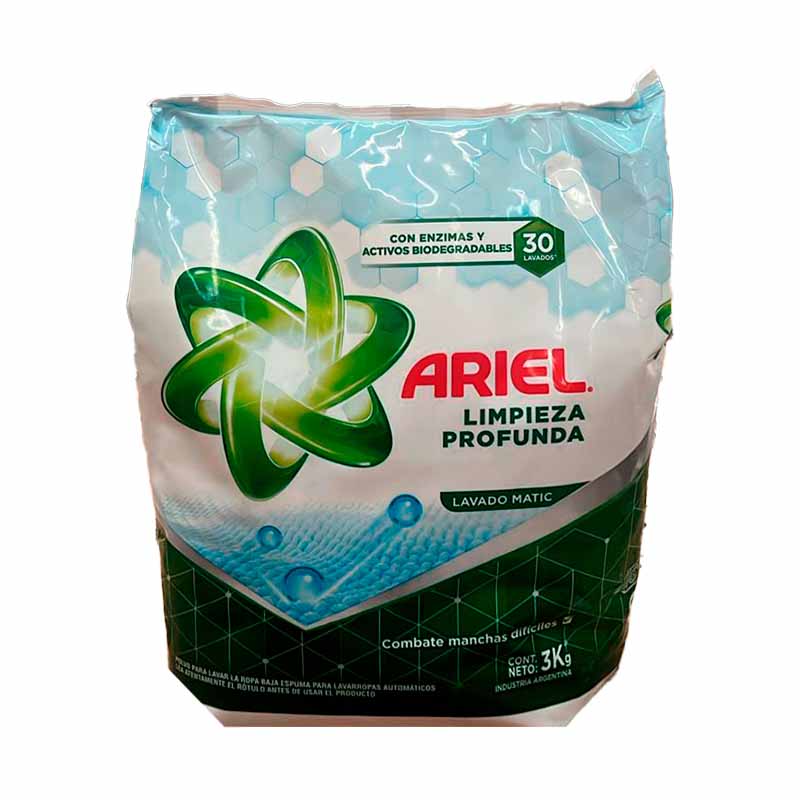 JABON POLVO ARIEL L/Profunda 3 Kgs