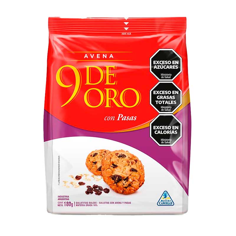 GALLETITA 9 de ORO AVE/PASAS 180 Grs