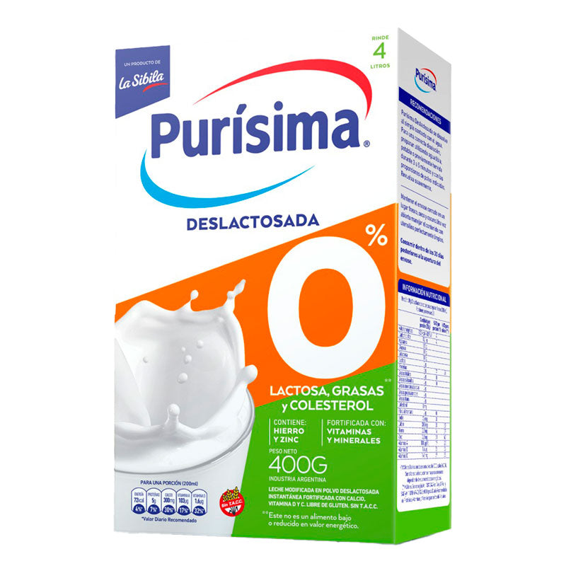 LECHE POLVO PURISIMA DESC.S/LACTOSA 400 Grs