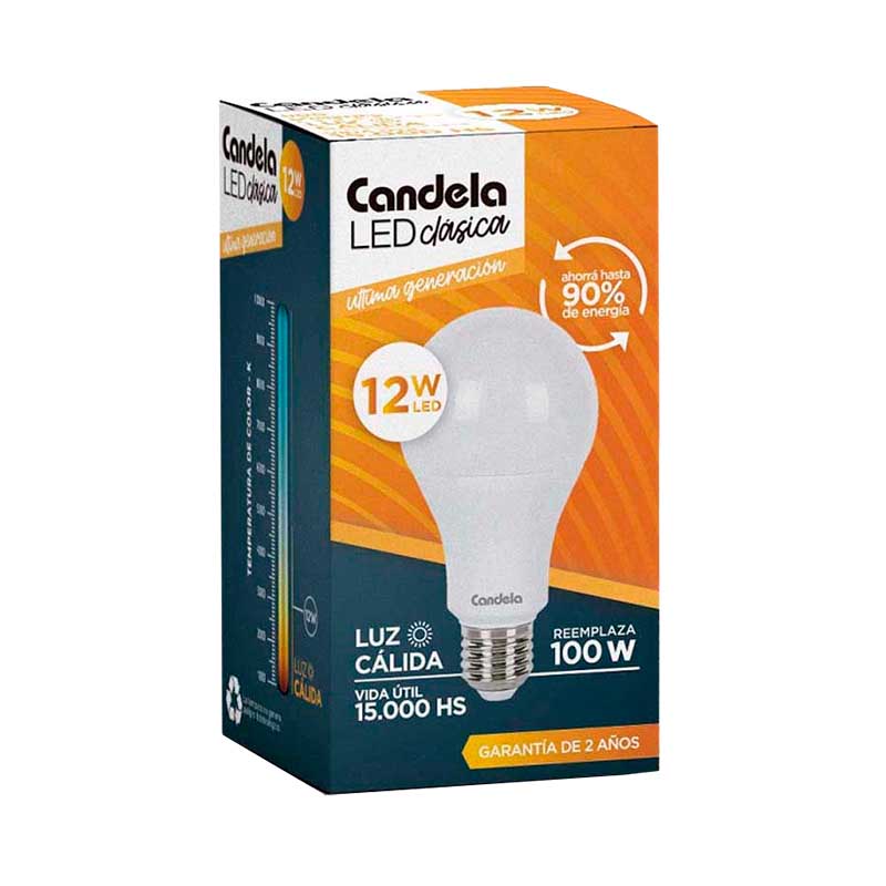 LAMPARA CANDELA CALIDA 12W Un.