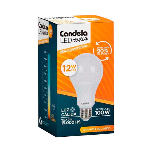 LAMPARA CANDELA CALIDA 12W Un.