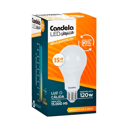 LAMPARA CANDELA CALIDA 15W Un.