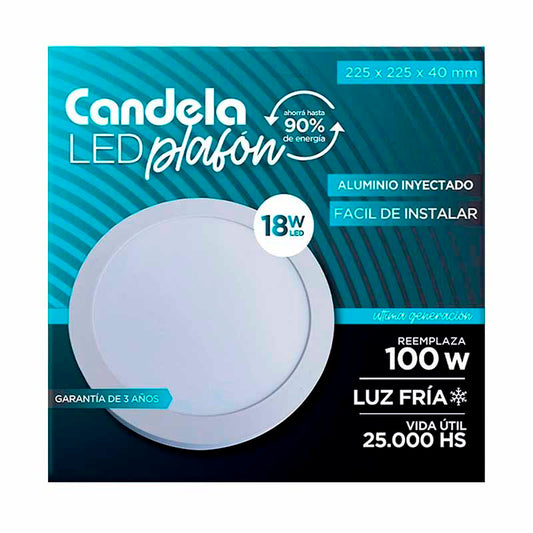 PLAFON C/BASE CANDELA RED.18W FRIA