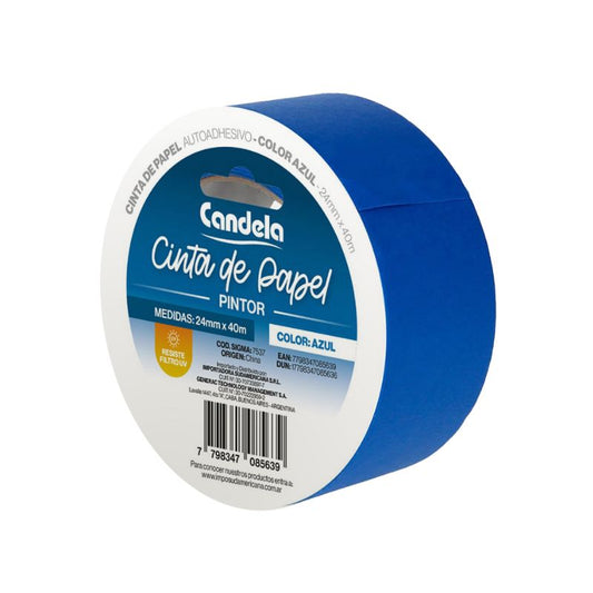 CINTA PAPEL CANDELA AZUL 2.4cm 40 Mts