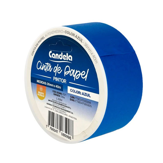 CINTA PAPEL CANDELA AZUL 3.6cm 40 Mts