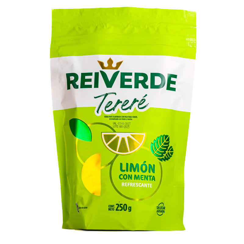 YERBA TERERE REI VERDE LIMON Y MENTA 250 Grs
