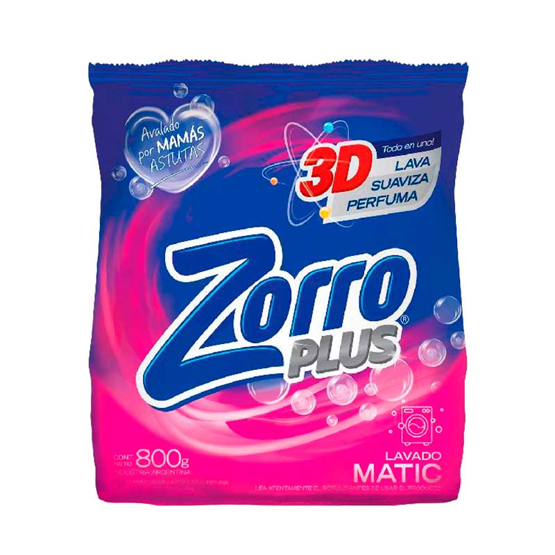 JABON POLVO ZORRO MATIC 800 Grs