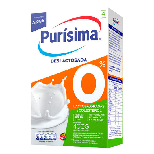 LECHE POLVO PURISIMA DESC.S/LACTOSA 400 Grs