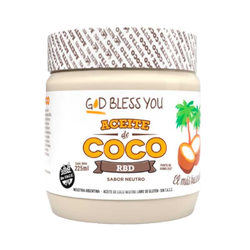 ACEITE COCO GOD BLESS YOU NEUTRO 225 ml.