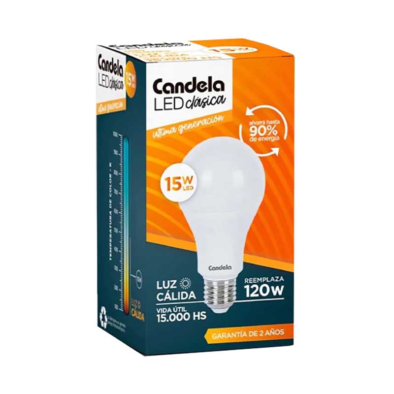 LAMPARA CANDELA CALIDA 15W Un.