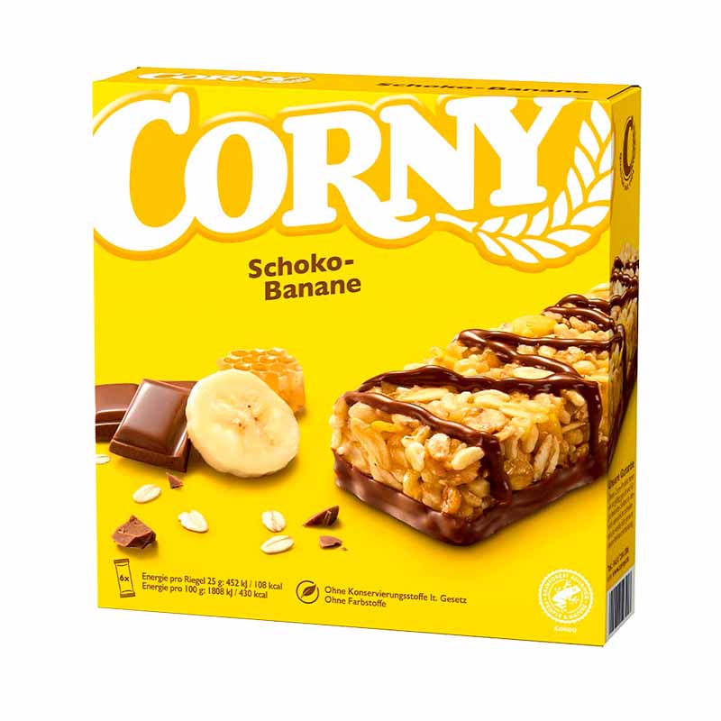 BARRA CEREAL CORNY CHOC/BANANA 6x25 Grs